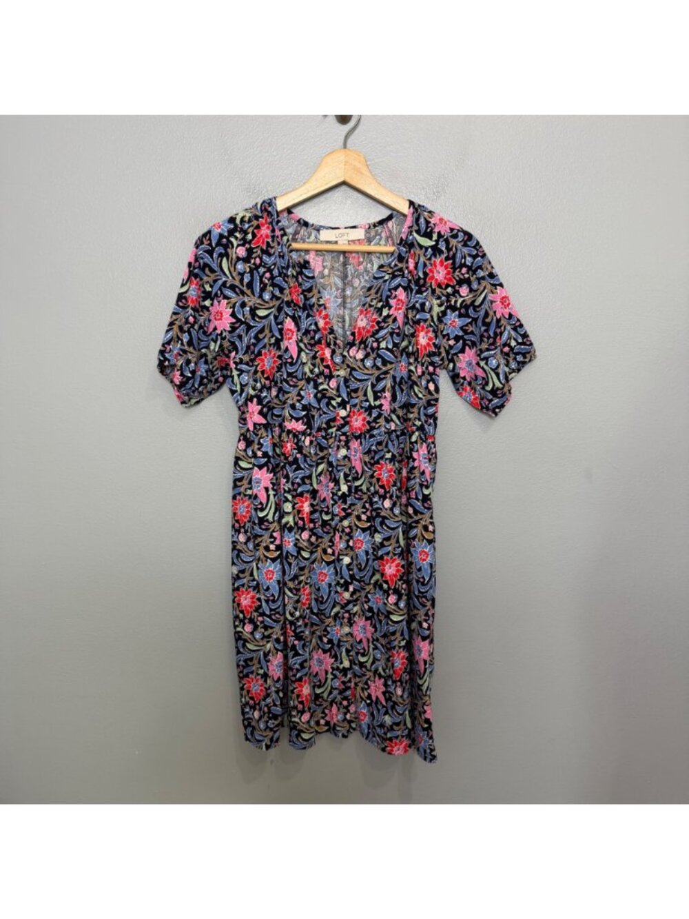 LOFT spring bloom button swing dress size XS - Picture 2 of 7